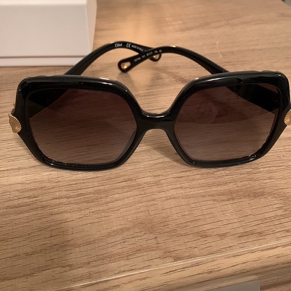 Chloe Brown Tinted Sunglasses with Gold Hardware CE746S. 55-17-140
